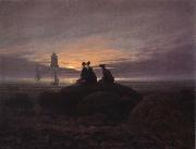 Caspar David Friedrich Moonsise over the Sea painting